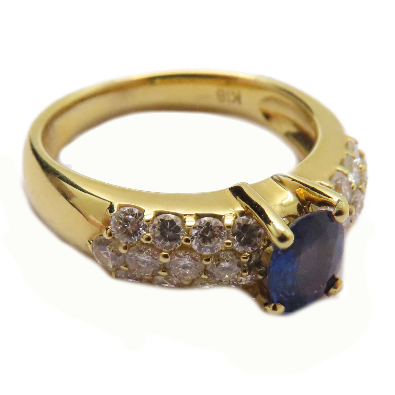 JEWELRY 18K黃金Sapphire/Diamond Ring 0.768ct藍寶石/0.82ct鑽石戒指US#6.25