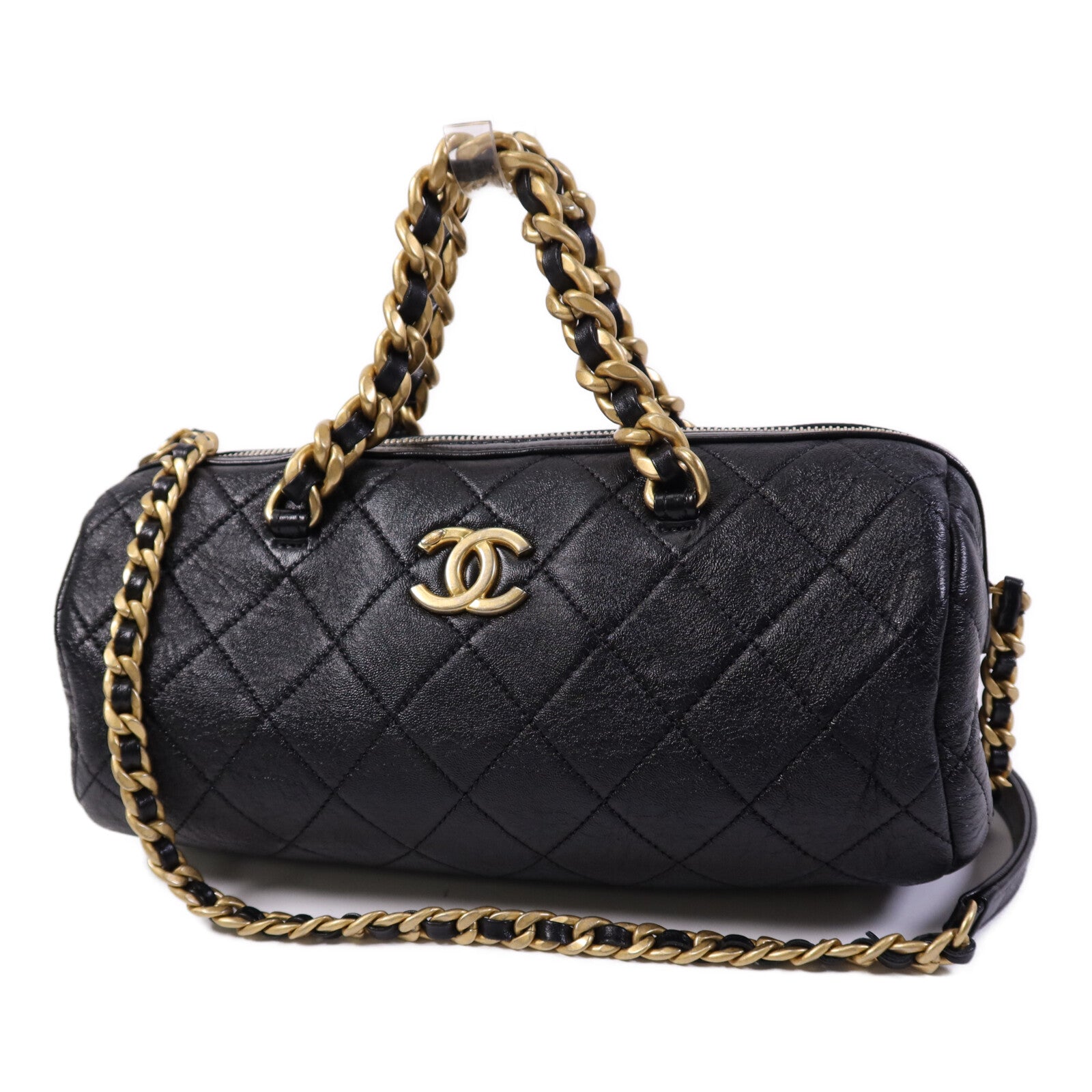 CHANEL 牛皮皮革2 Way Shoulder Bag金扣鏈帶手挽肩背兩用袋
