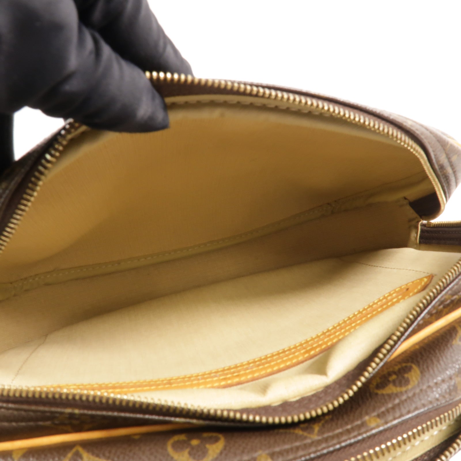 LOUIS VUITTON Monogram Reporter PM金扣肩背袋棕色