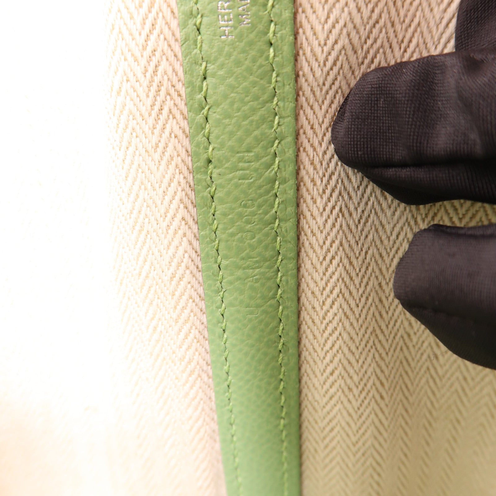 HERMES Epsom皮革Garden Party TPM銀扣手挽袋Vert Criquet