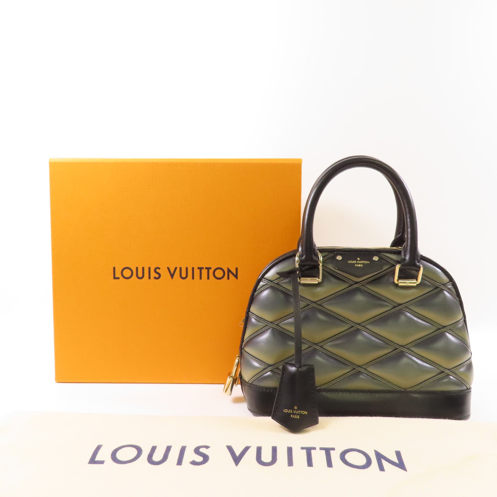 LOUIS VUITTON LV GHW Alma BB Handbag M23576 Calfskin Leather Gray Black