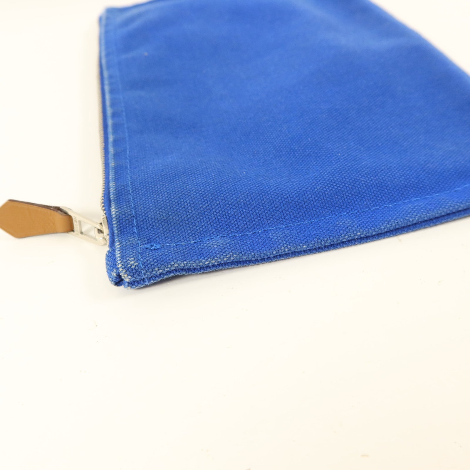 HERMES 帆布Trousse Flat Pouch銀扣小袋