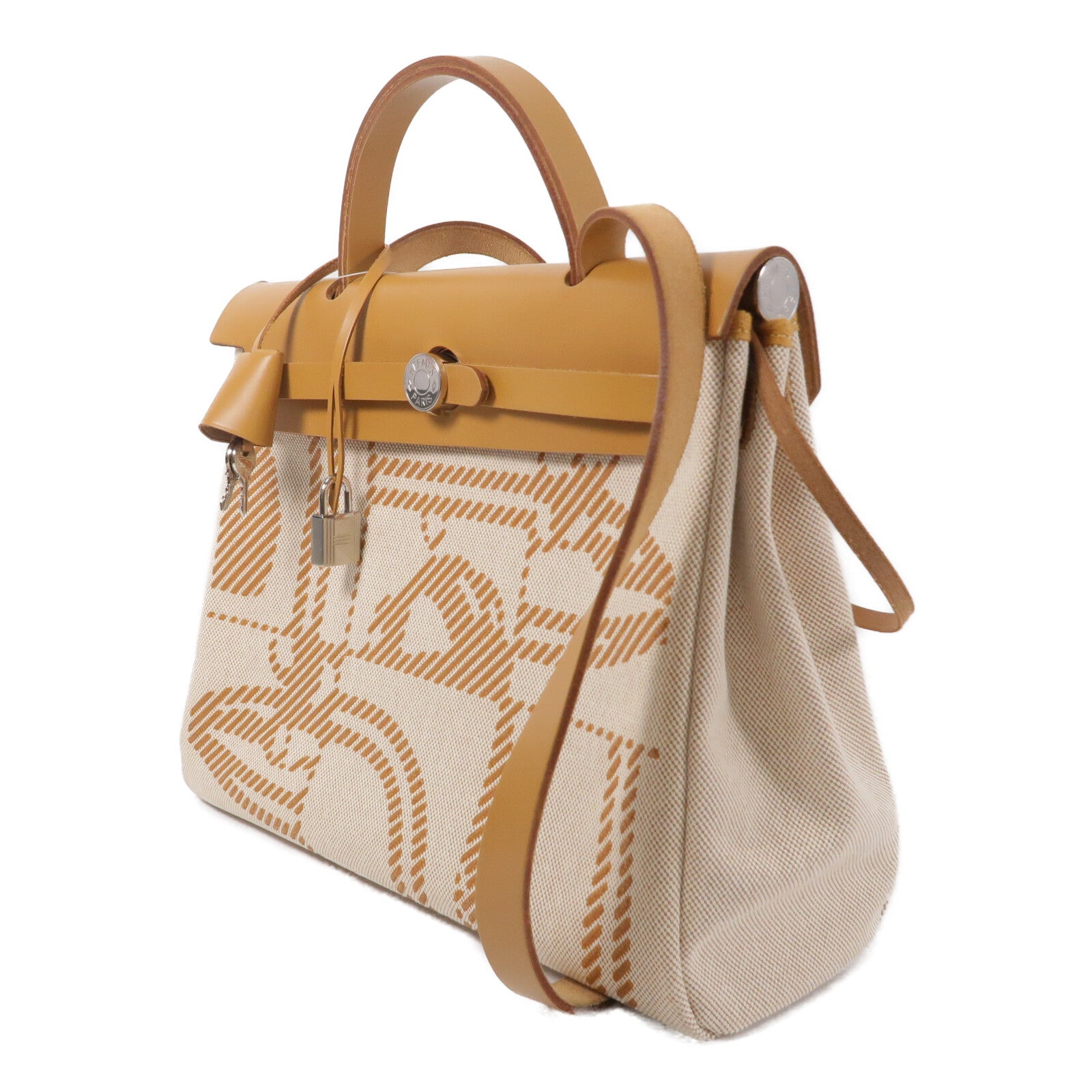 HERMES 帆布Herbag PM (Brides de Gala)手挽肩背兩用袋Gold