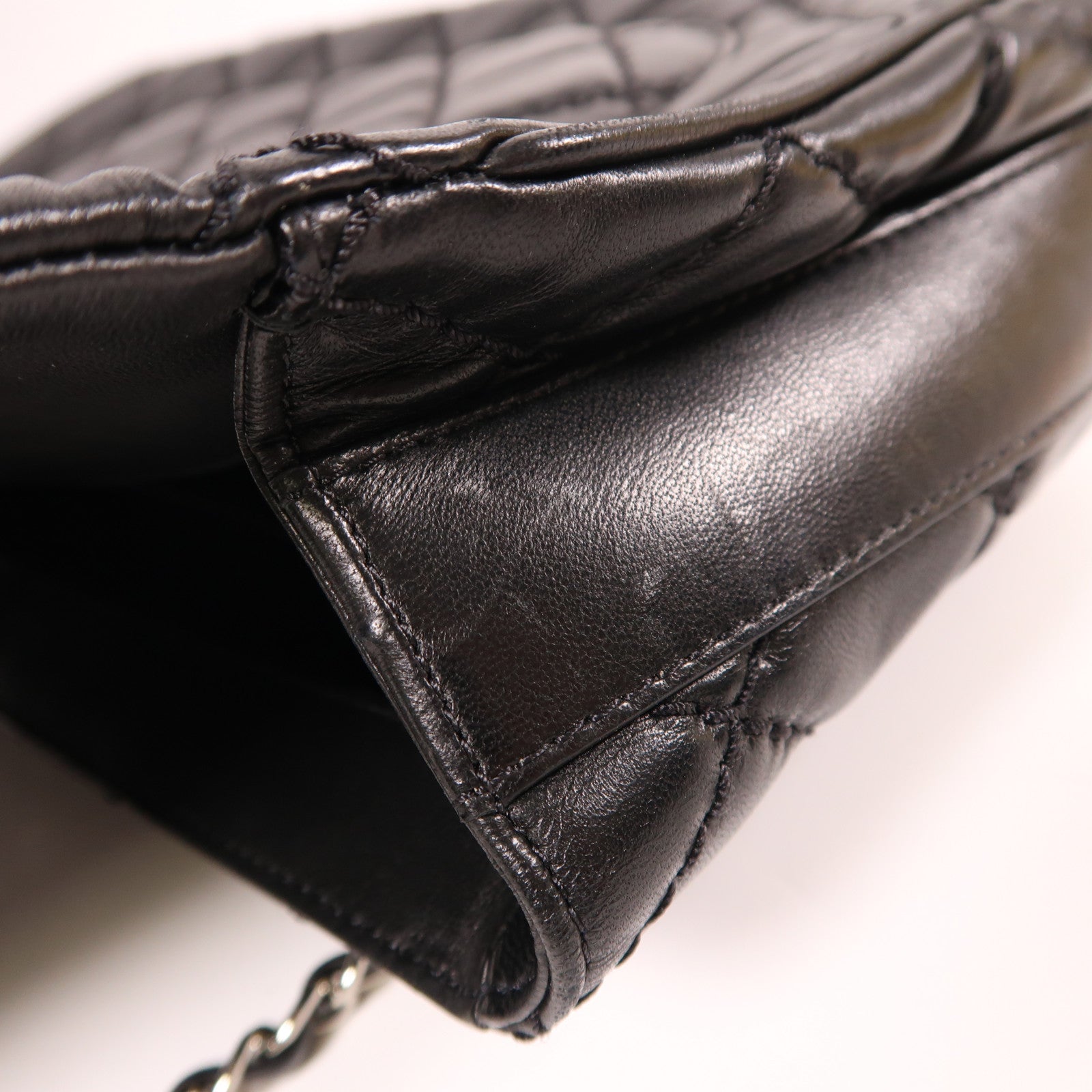 CHANEL CC SHW Shoulder Bag 2Way Handbag Lambskin Leather Black