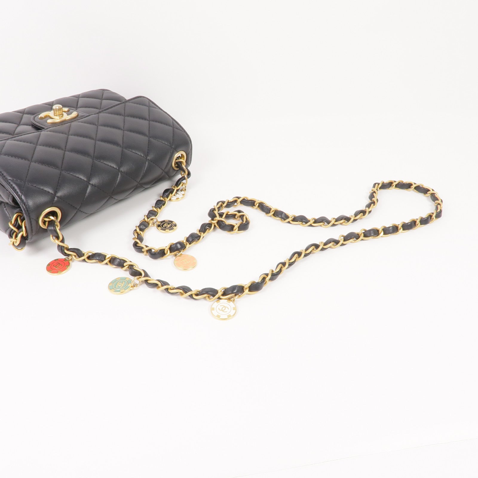 CHANEL 羊皮皮革Chain Shoulder Bag金扣鏈帶肩背袋