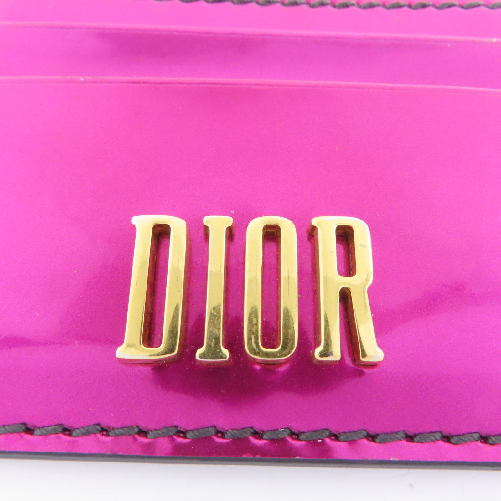 Dior 漆皮皮革Card Case金扣卡片套粉紅色