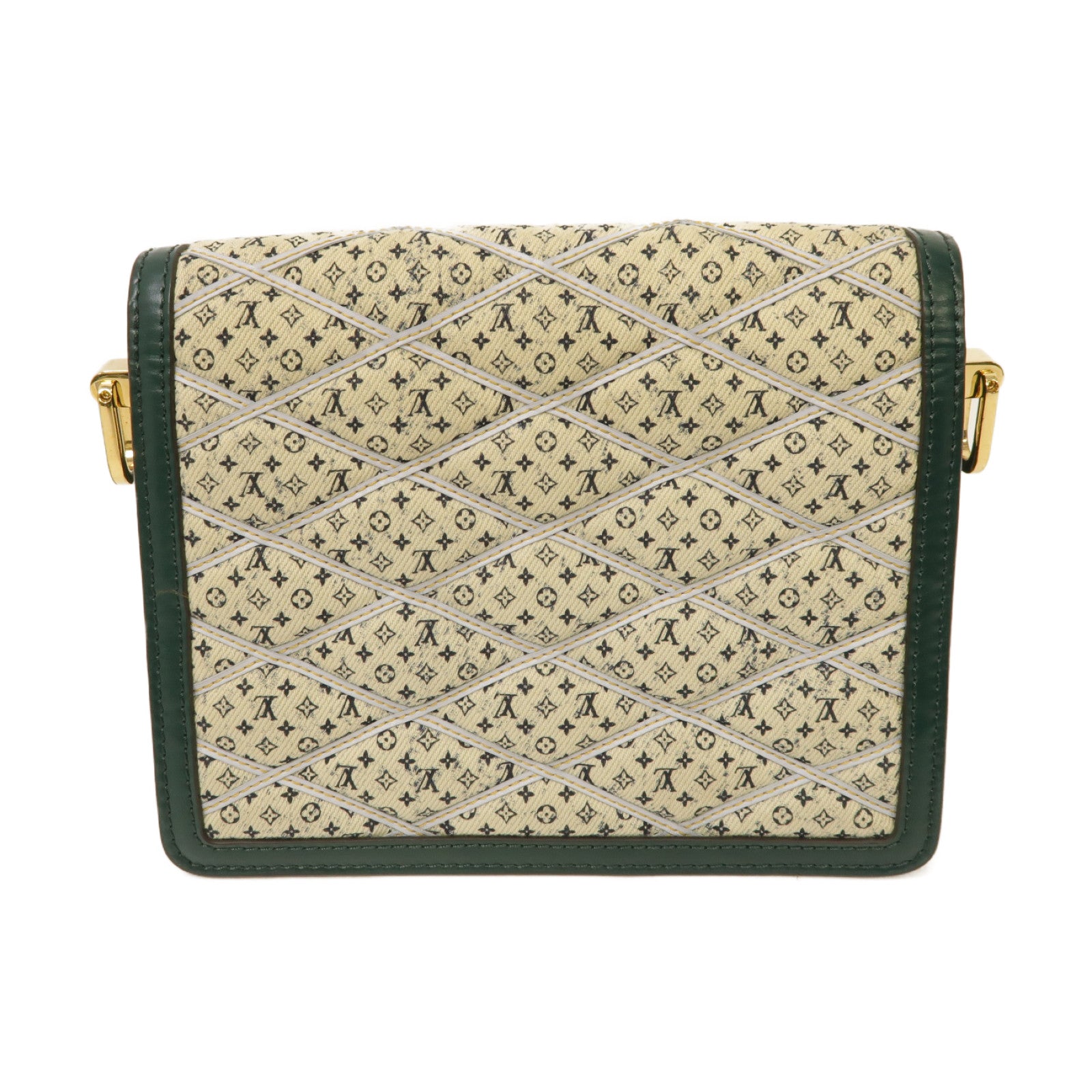 LOUIS VUITTON 【激減優惠】帆布Mini Dauphine金扣肩背袋綠色/白色