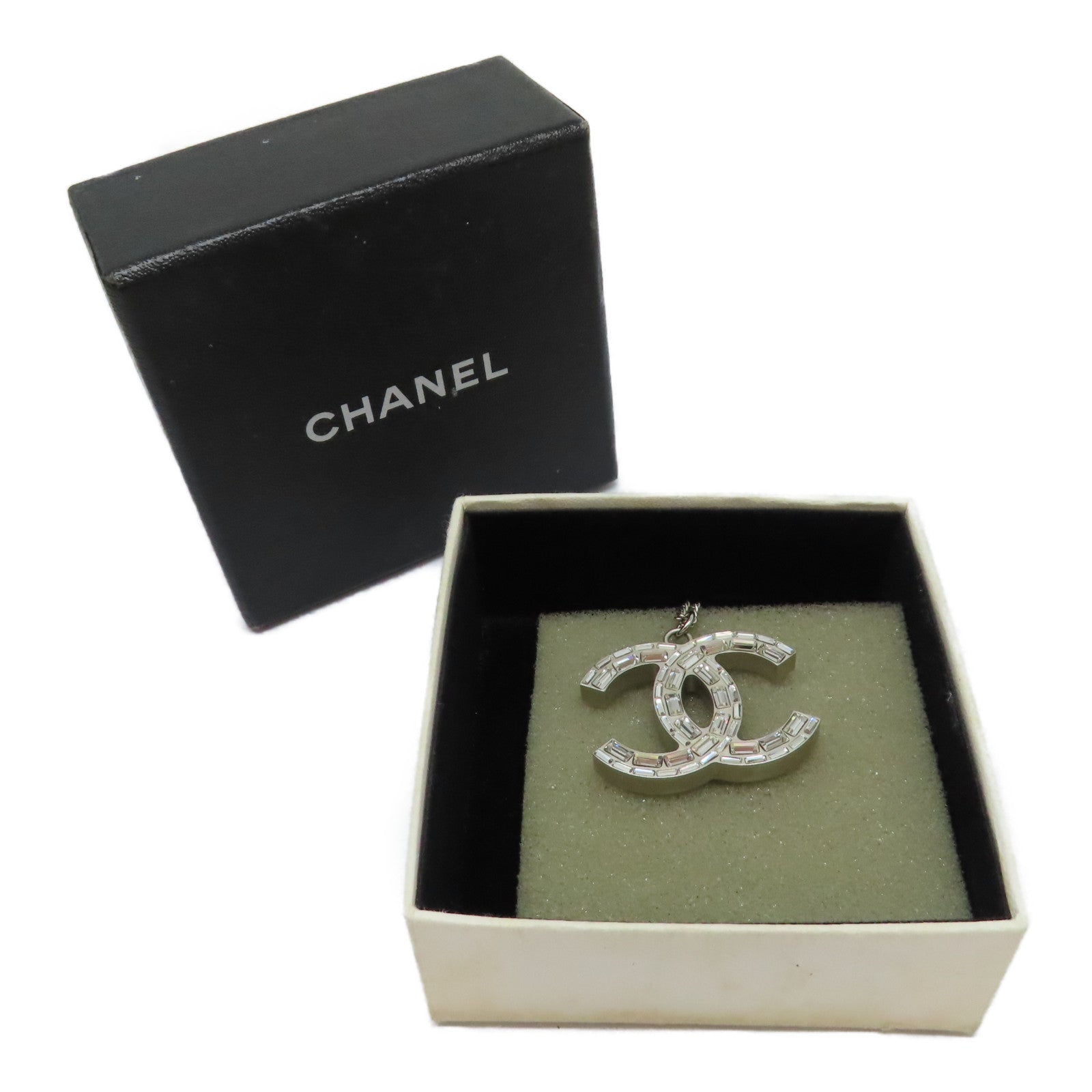 CHANEL 金屬2 Face Necklace項鍊銀色