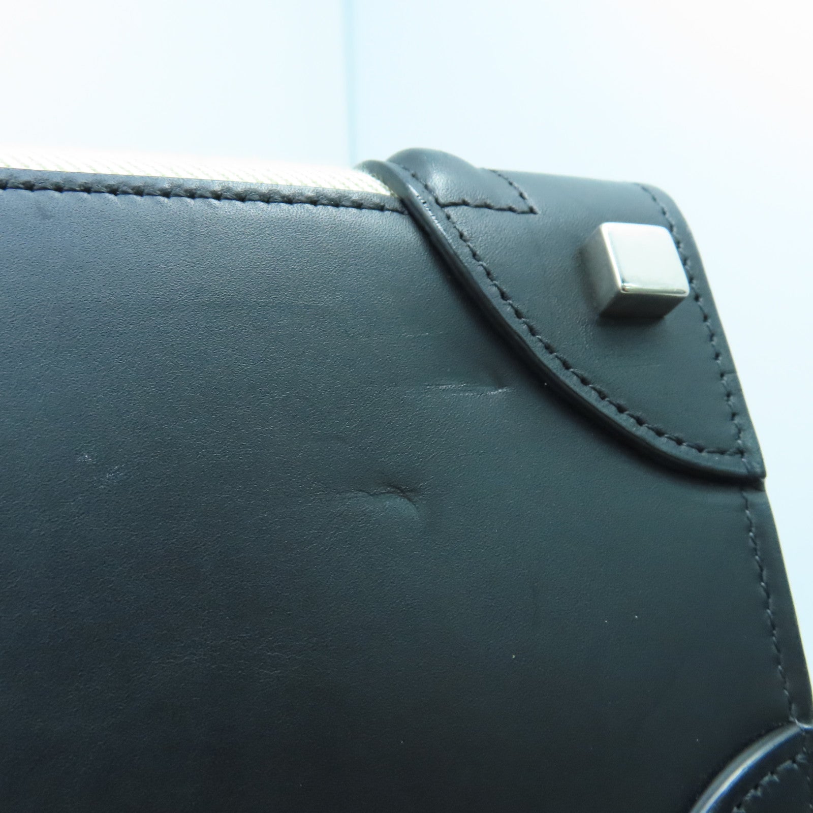 CELINE 牛皮皮革Micro Luggage銀扣手挽袋米色/黑色/啡色