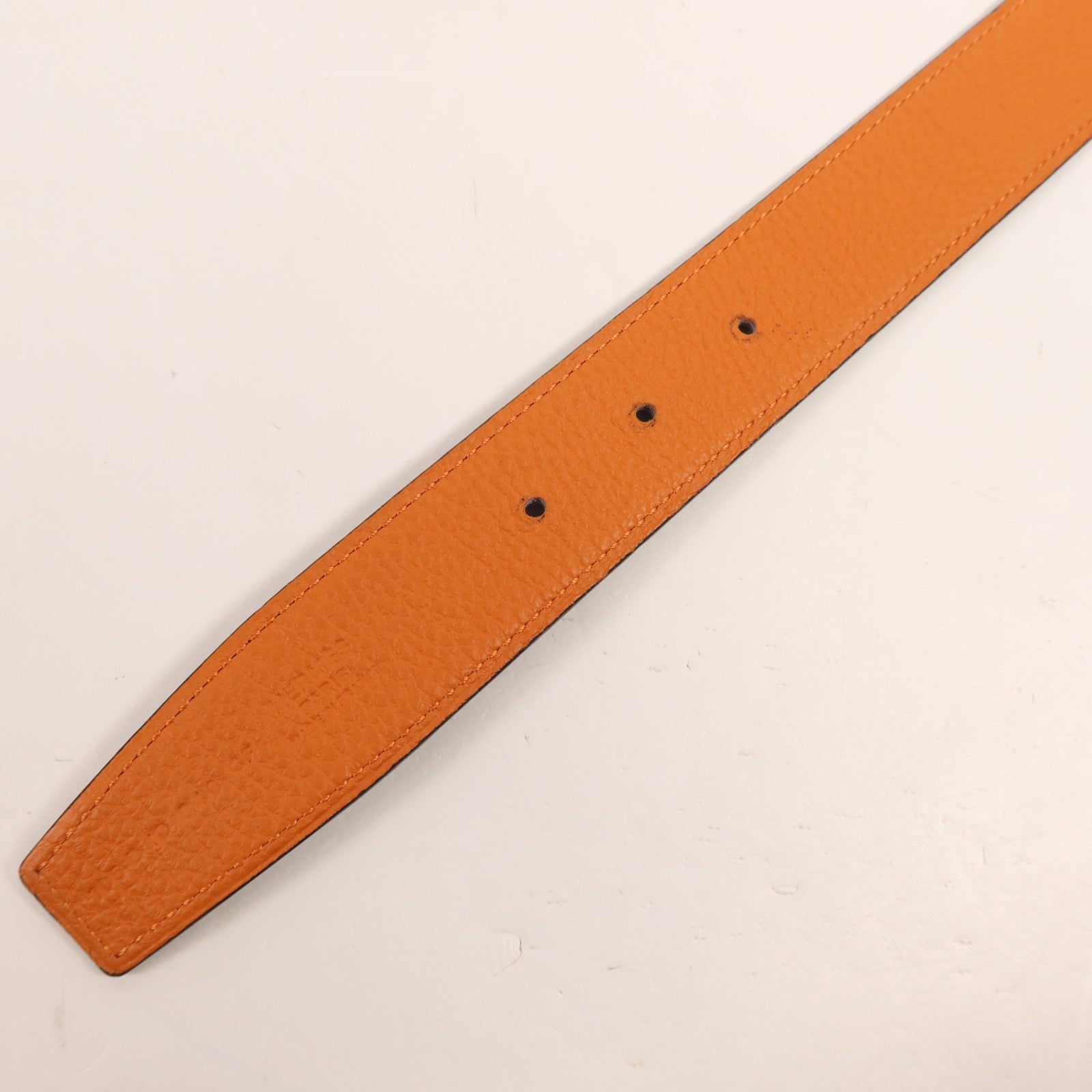 HERMES Clemence皮革Belt 105cm銀扣皮帶Orange