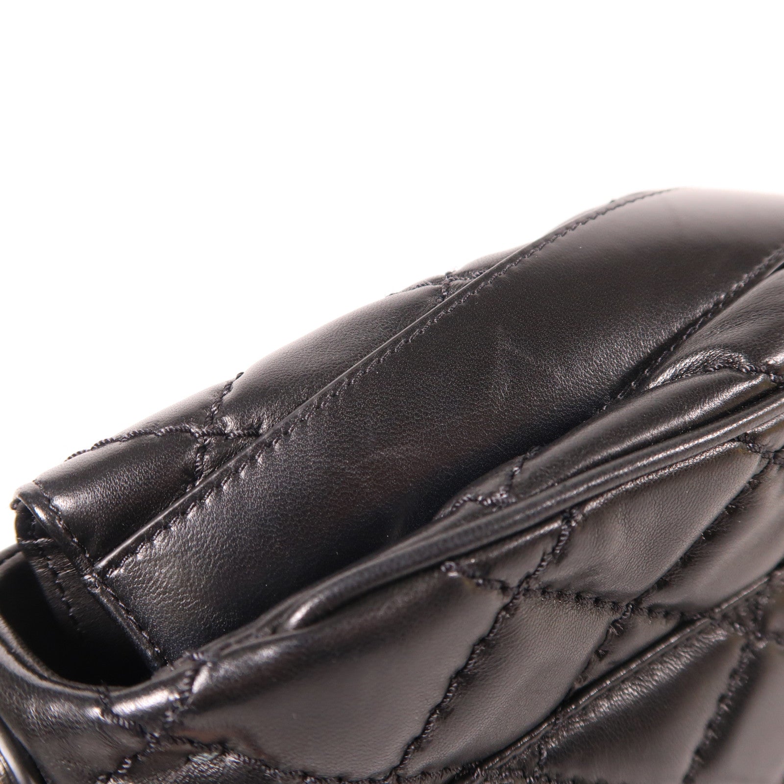 CHANEL CC SHW Shoulder Bag 2Way Handbag Lambskin Leather Black