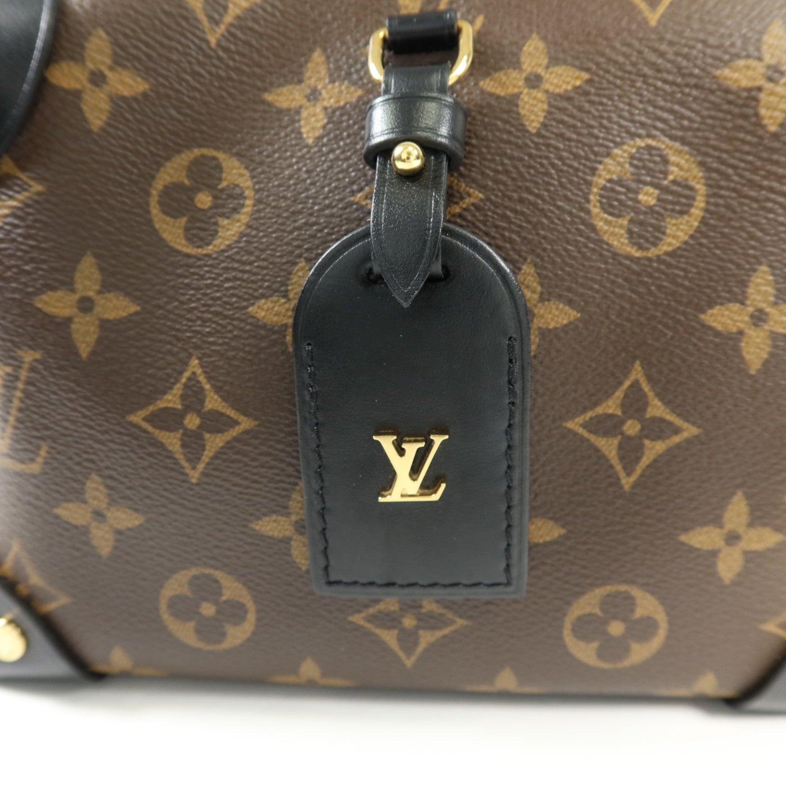 LOUIS VUITTON Monogram Petite Malle Souple金扣手挽肩背兩用袋棕色