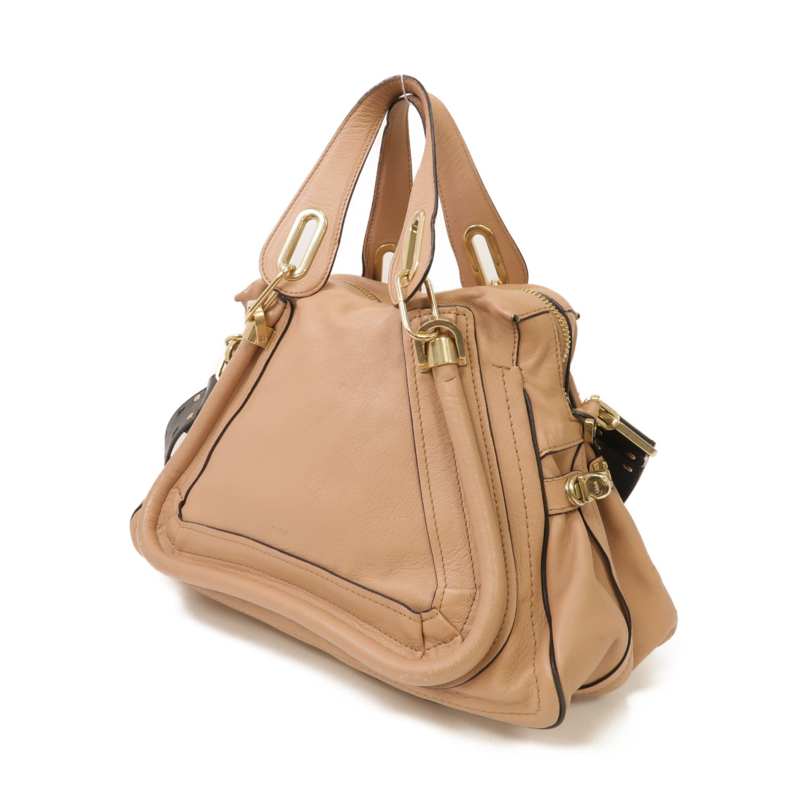 Chloe 【激減優惠】牛皮皮革2 Way Shoulder Bag金扣手挽肩背兩用袋裸色