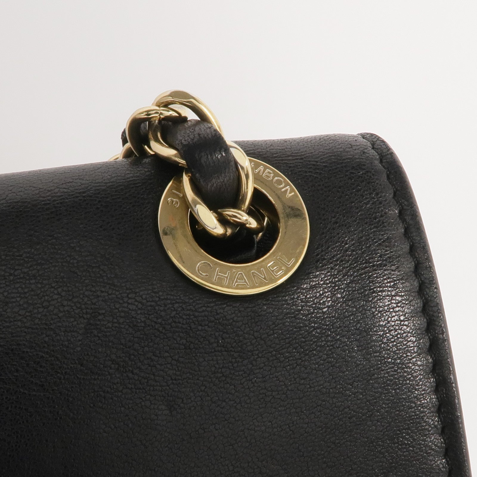 CHANEL 羊皮皮革Chain Shoulder金扣鏈帶肩背袋