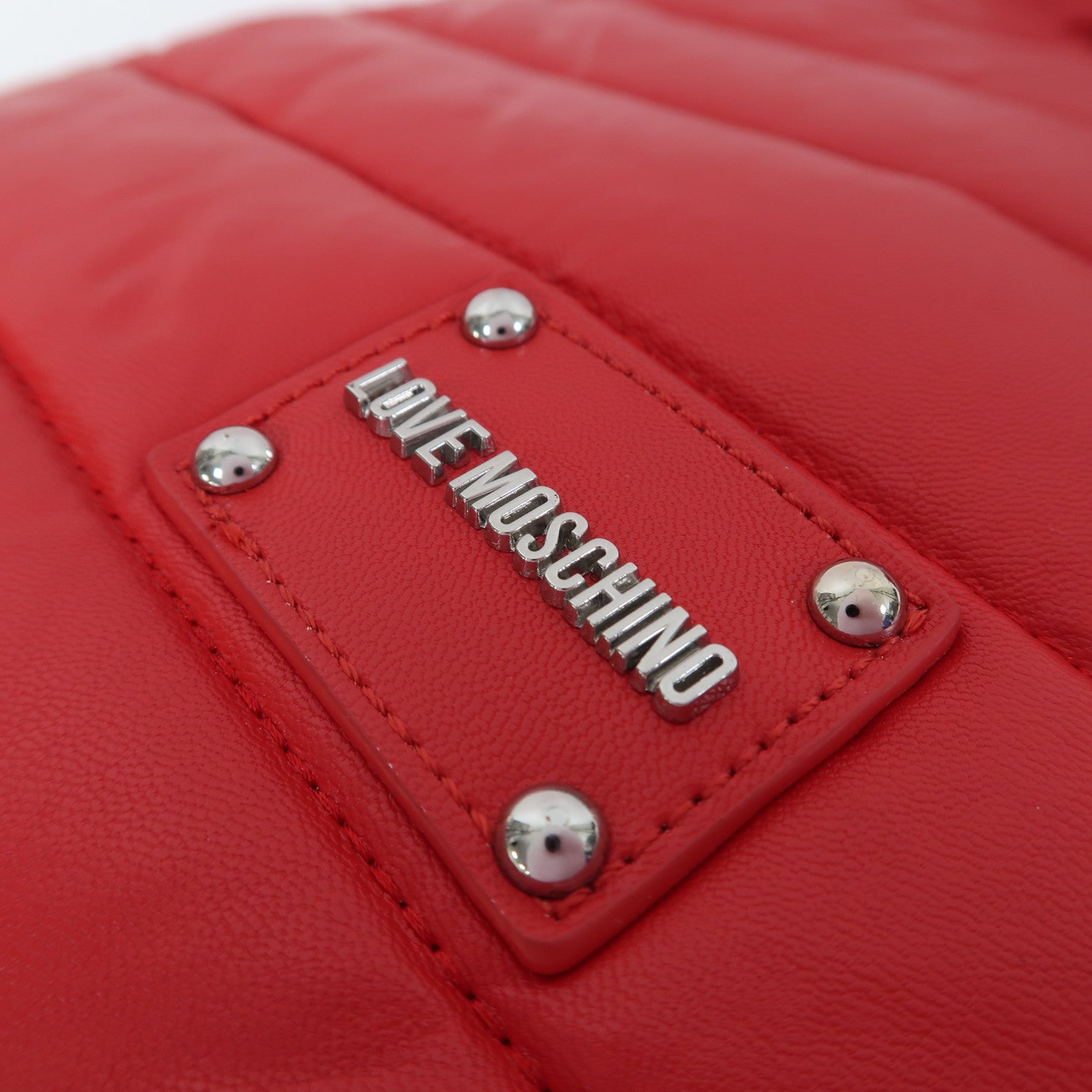 MOSCHINO 皮革Shoulder Bag銀扣肩背袋紅色