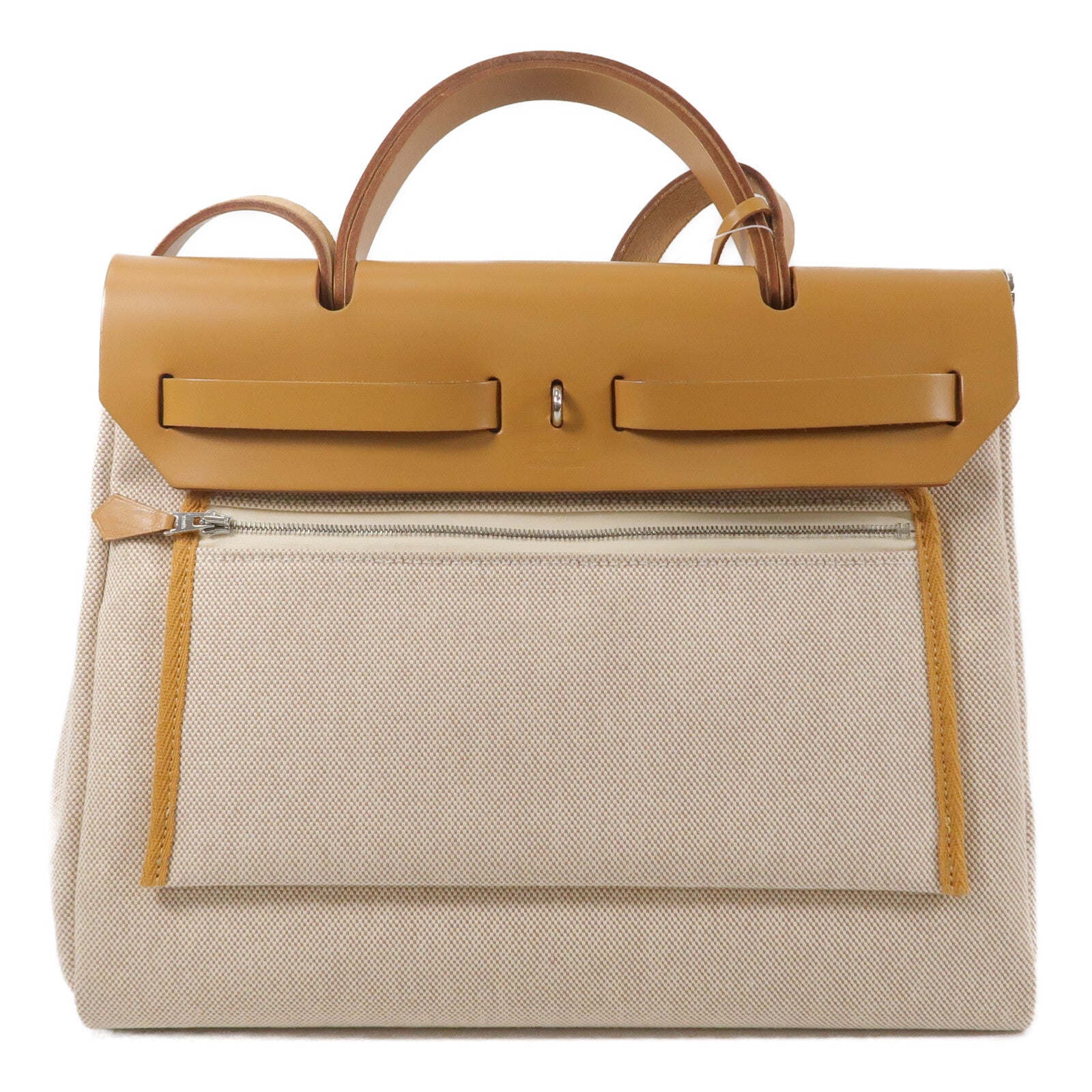 HERMES 帆布Herbag PM (Brides de Gala)手挽肩背兩用袋Gold