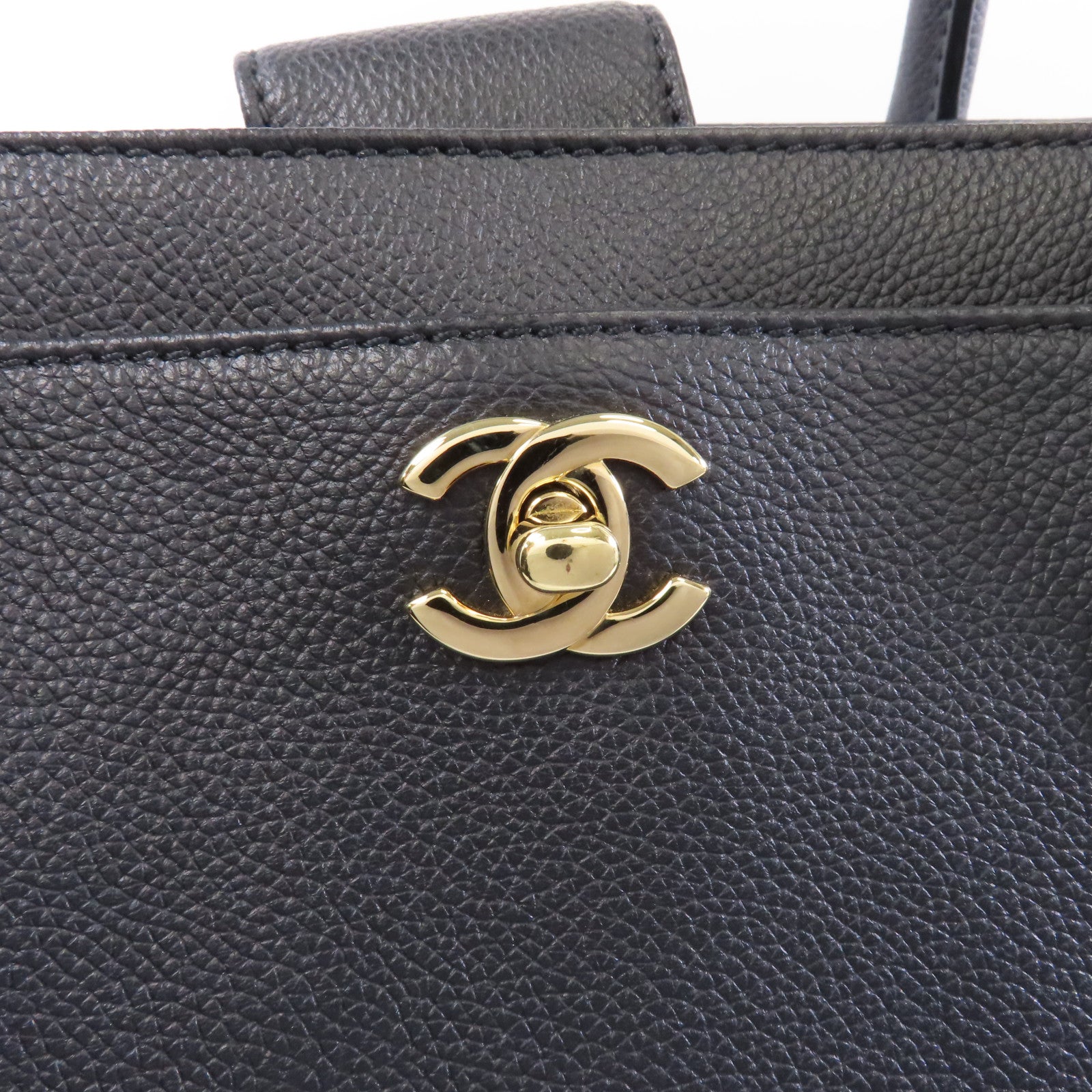 CHANEL 牛皮皮革2way Shoulder Bag金扣手挽肩背兩用袋黑色
