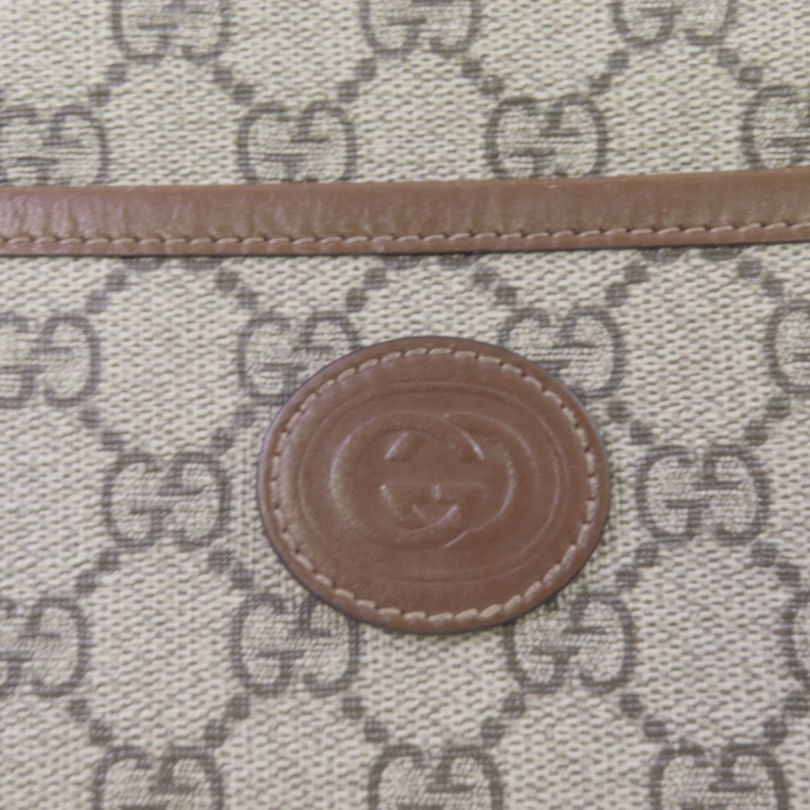 GUCCI 塗層帆布Interlocking G Shoulder Bag金扣肩背袋啡色
