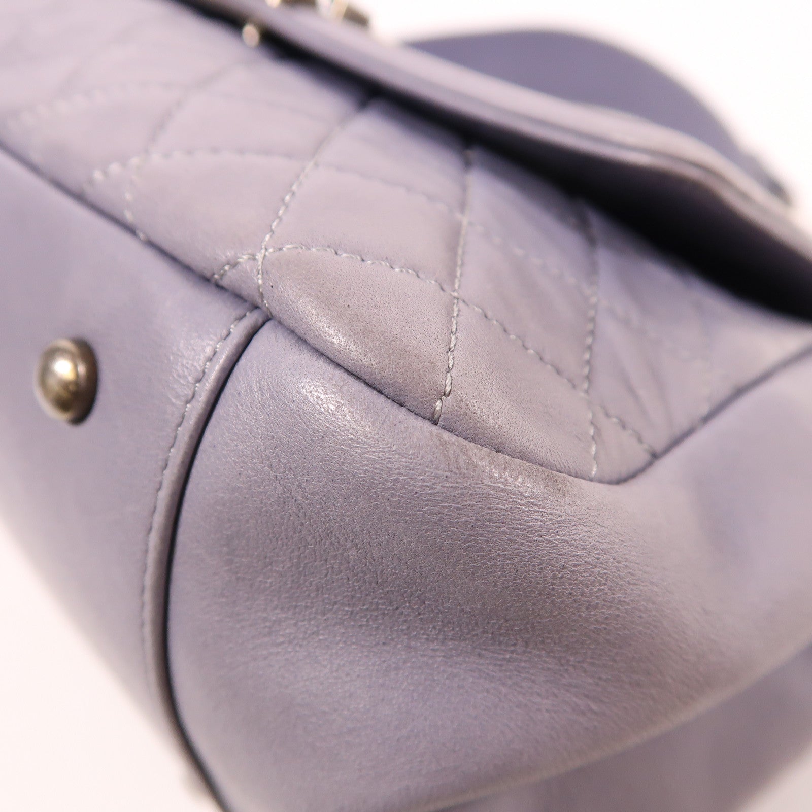 CHANEL CC Boy Accordion Flap Chain Shoulder Bag Lambskin Leather Purple