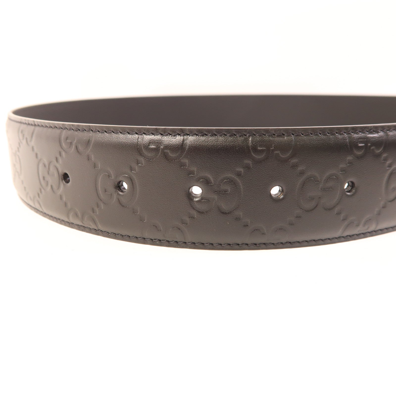 GUCCI 牛皮皮革Belt銀扣皮帶