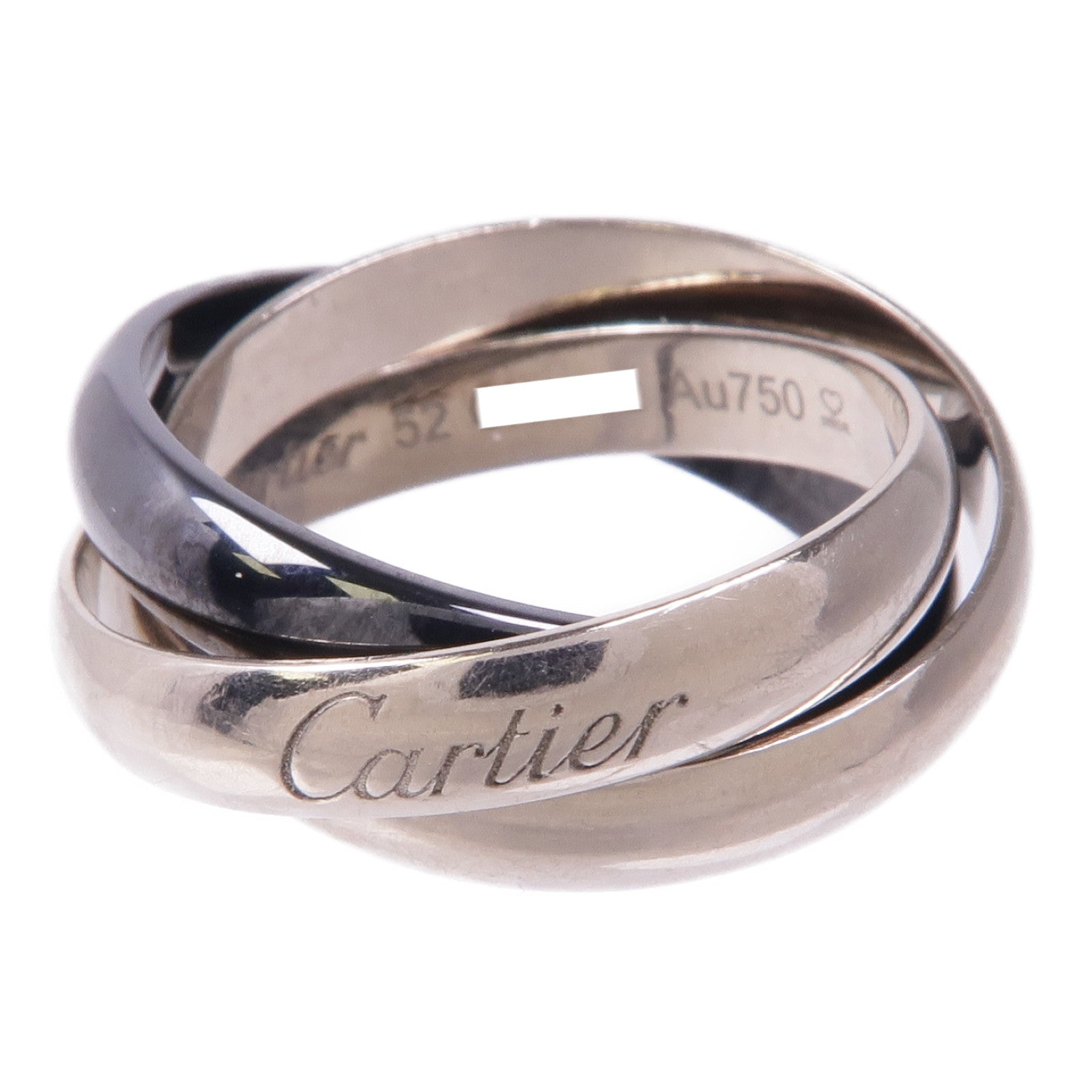 CARTIER 18K白金Trinity Ring陶瓷戒指US#6.25/Cartier#52