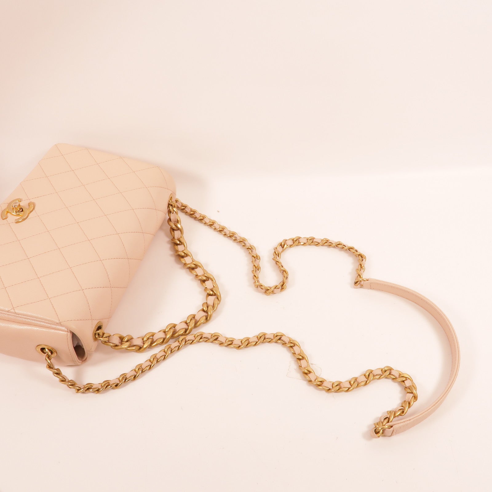 CHANEL 牛皮皮革Chain Shoulder手挽肩背兩用袋