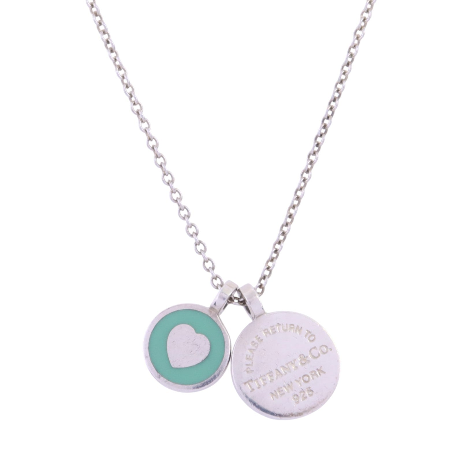 TIFFANY＆CO 925純銀Return To Tiffany Double Round Tag Necklace銀扣項鏈