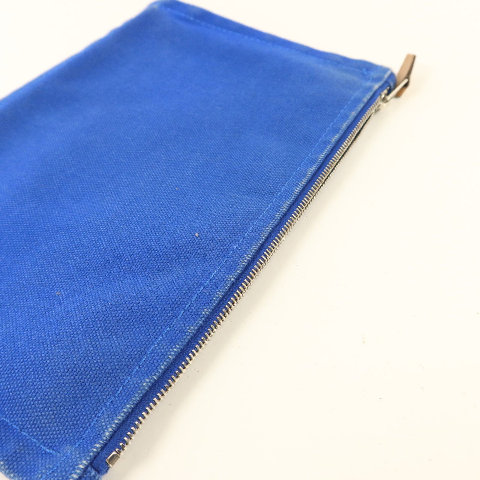 HERMES 帆布Trousse Flat Pouch銀扣小袋