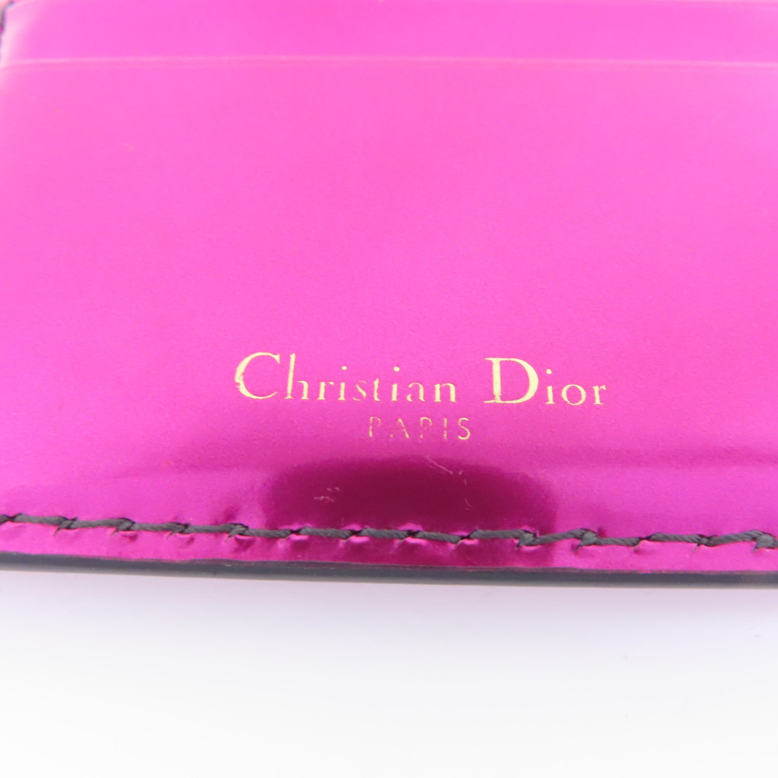 Dior 漆皮皮革Card Case金扣卡片套粉紅色