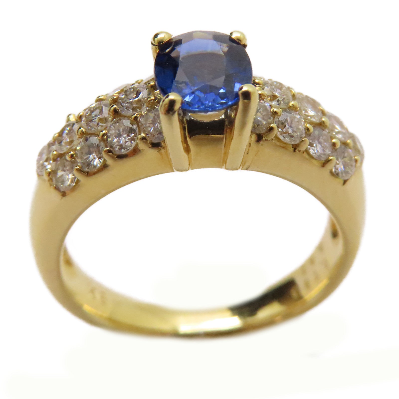 JEWELRY 18K黃金Sapphire/Diamond Ring 0.768ct藍寶石/0.82ct鑽石戒指US#6.25