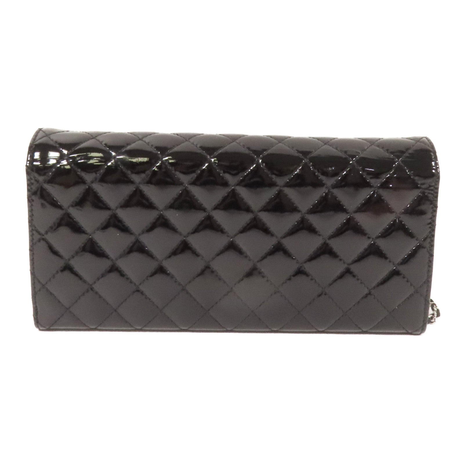 CHANEL 漆皮皮革WOC Wallet On Chain銀扣鏈帶肩背袋