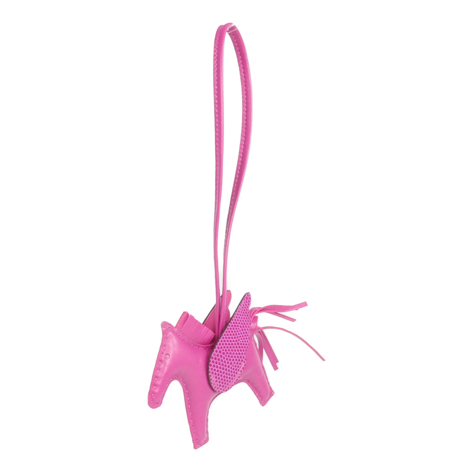 HERMES Milo/Lizard皮革Rodeo Pegase PM掛飾Rose Pourpre