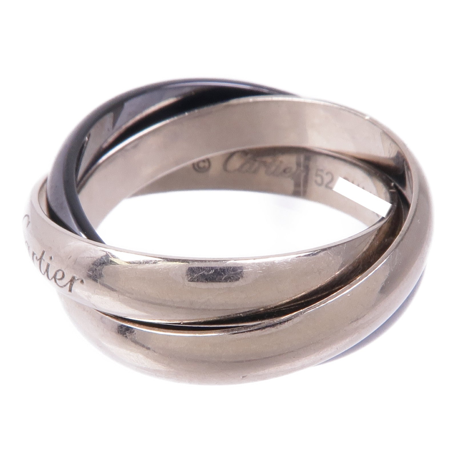 CARTIER 18K白金Trinity Ring陶瓷戒指US#6.25/Cartier#52