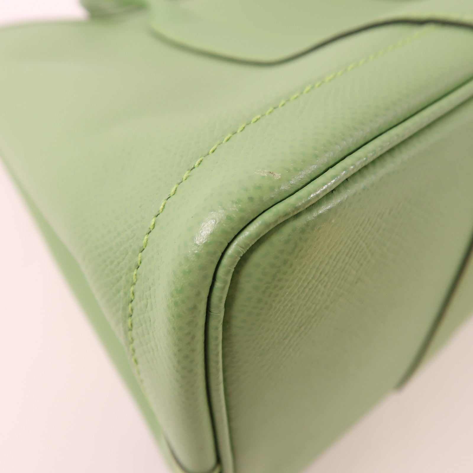 HERMES Epsom皮革Garden Party TPM銀扣手挽袋Vert Criquet