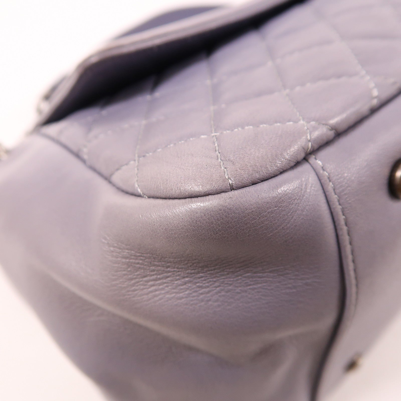 CHANEL CC Boy Accordion Flap Chain Shoulder Bag Lambskin Leather Purple