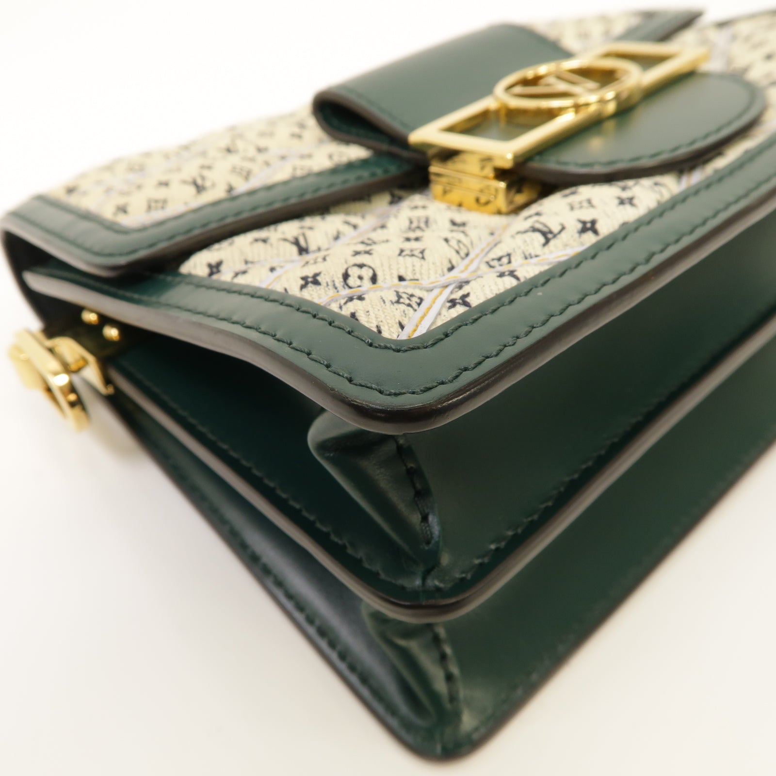 LOUIS VUITTON 【激減優惠】帆布Mini Dauphine金扣肩背袋綠色/白色