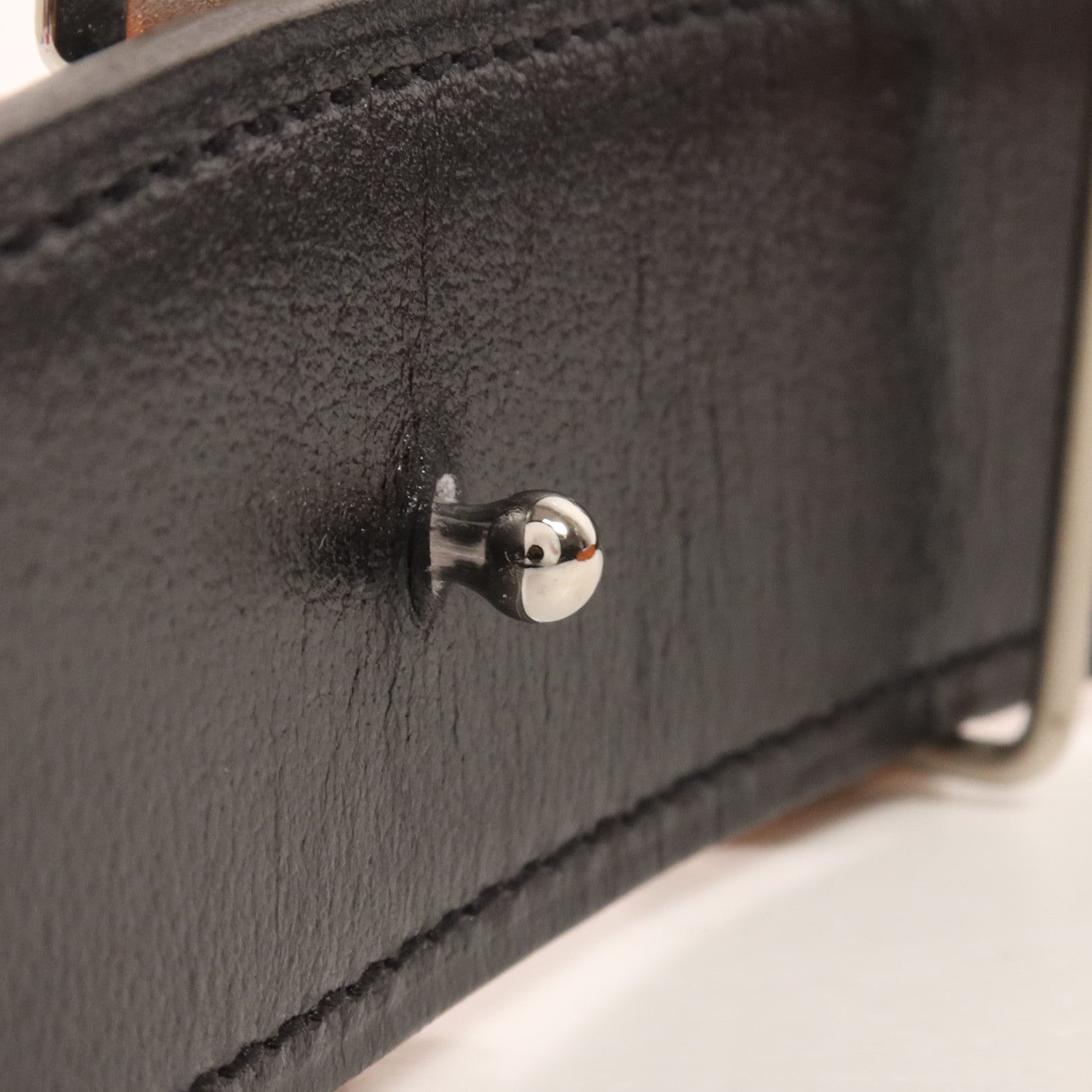 HERMES Clemence皮革Belt 105cm銀扣皮帶Orange