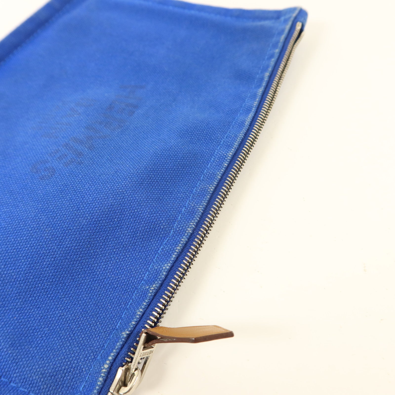 HERMES 帆布Trousse Flat Pouch銀扣小袋