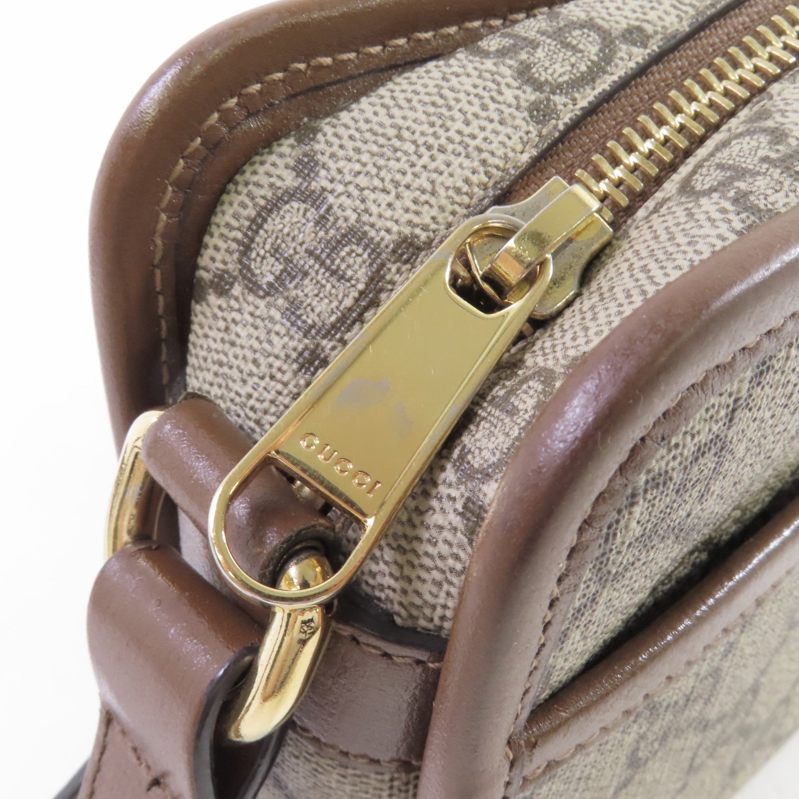 GUCCI 塗層帆布Interlocking G Shoulder Bag金扣肩背袋啡色