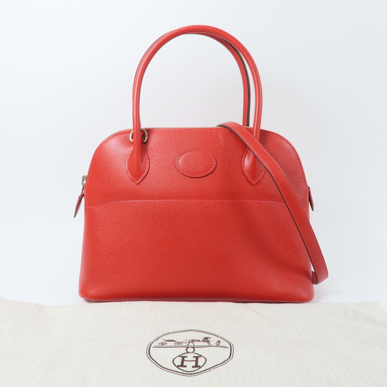 HERMES Epsom皮革Bolide 27手挽肩背兩用袋Rouge