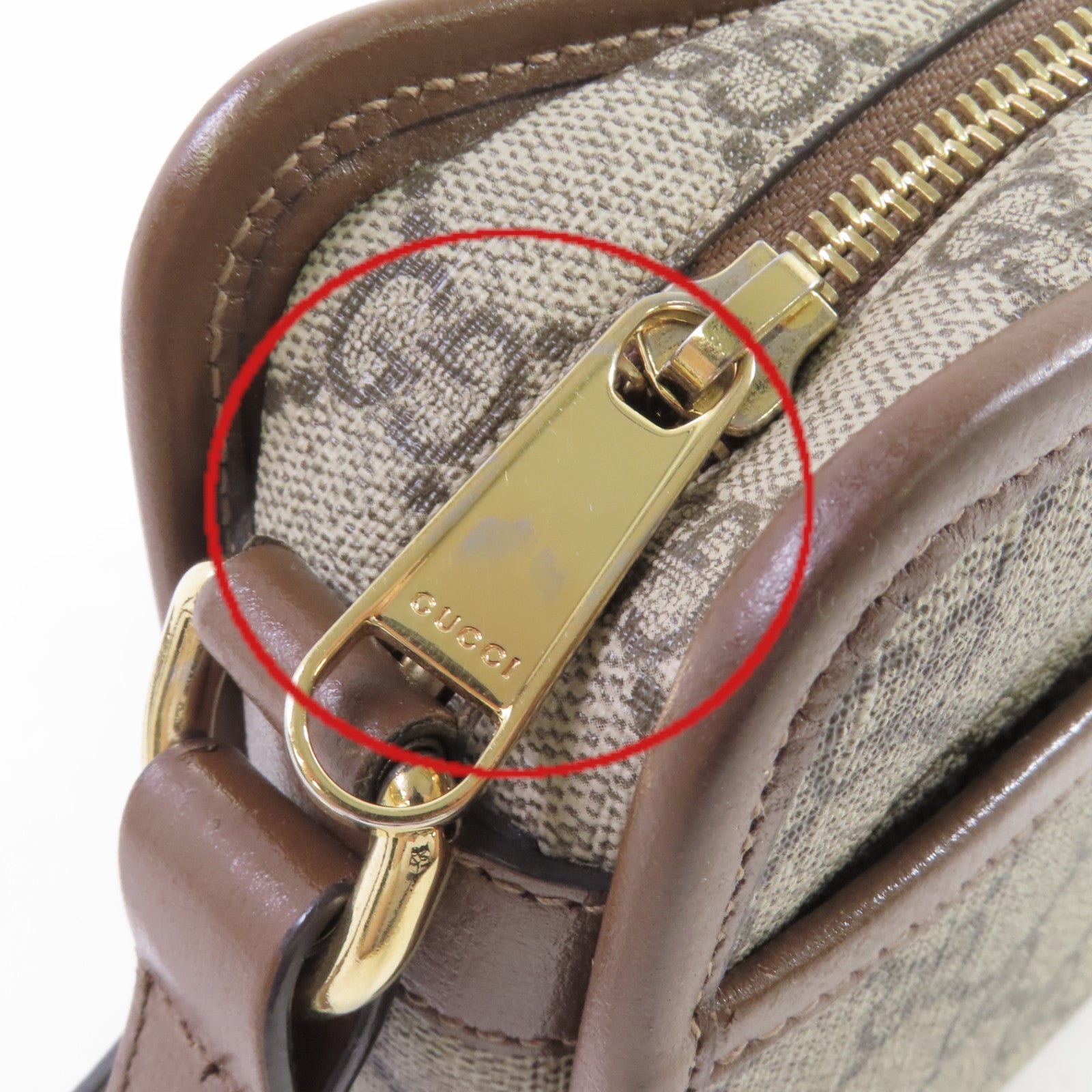 GUCCI 塗層帆布Interlocking G Shoulder Bag金扣肩背袋啡色