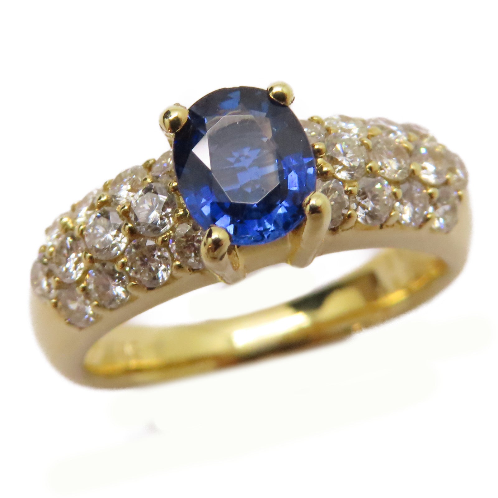 JEWELRY 18K黃金Sapphire/Diamond Ring 0.768ct藍寶石/0.82ct鑽石戒指US#6.25
