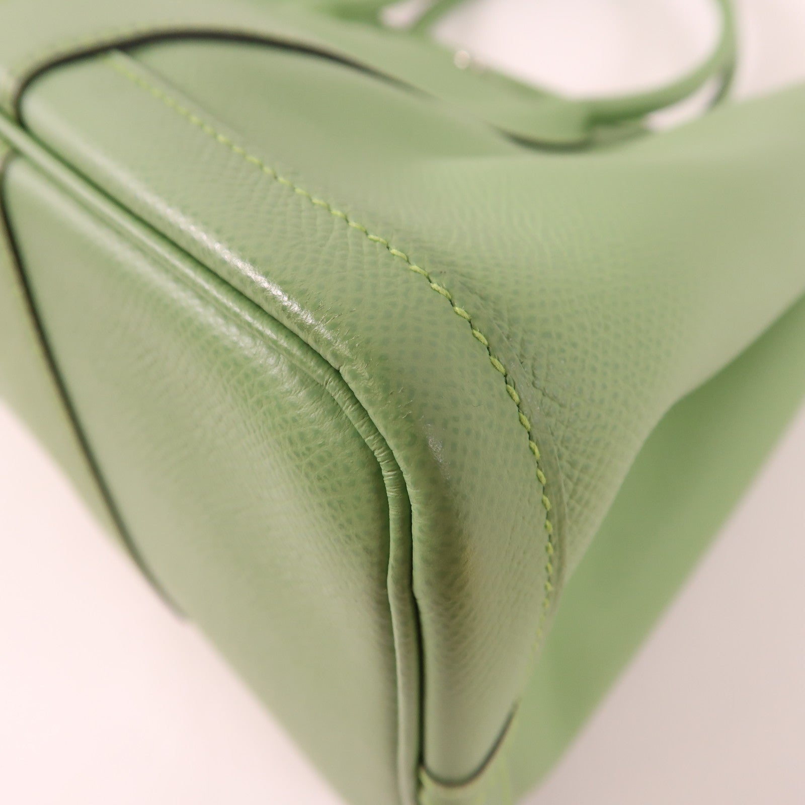HERMES Epsom皮革Garden Party TPM銀扣手挽袋Vert Criquet