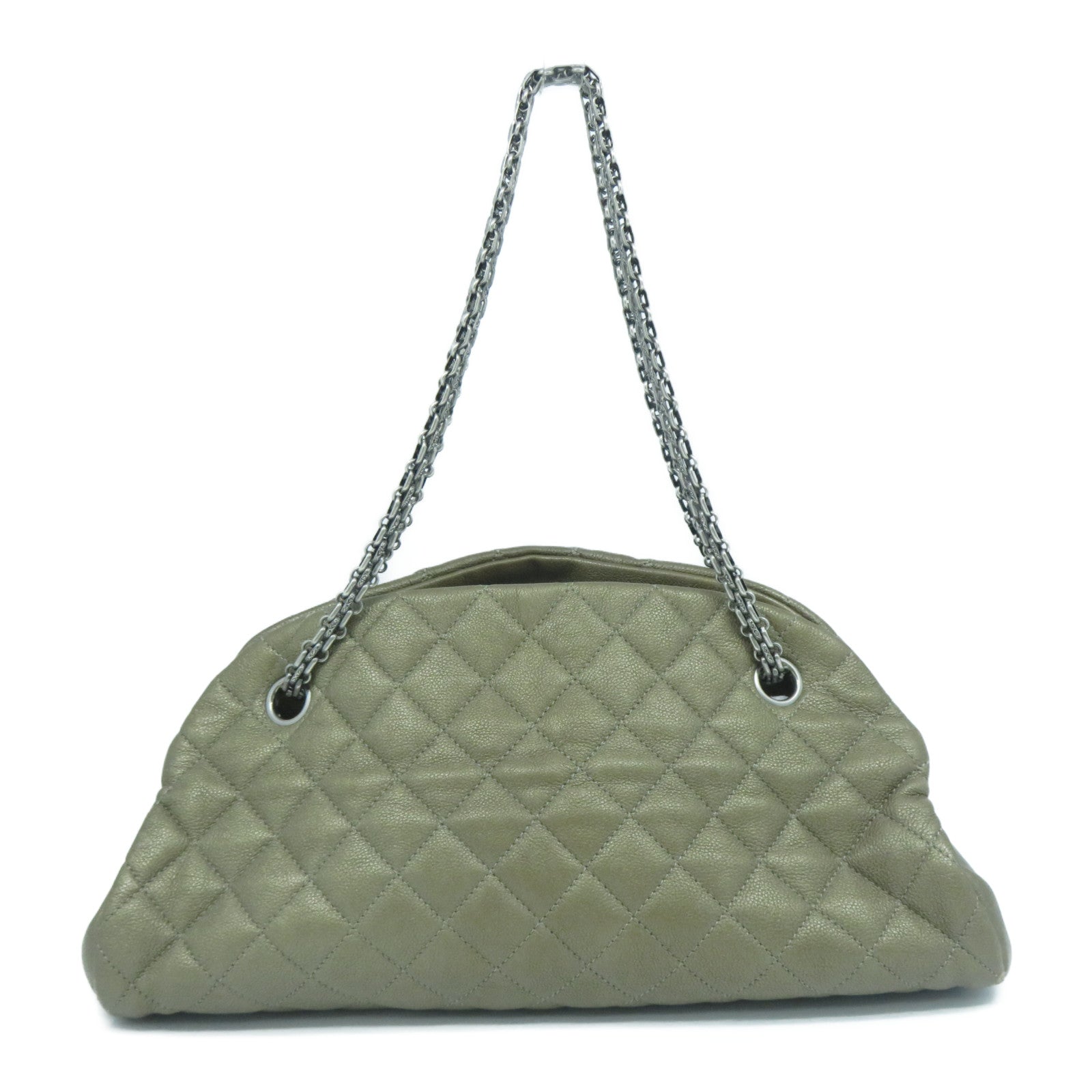 CHANEL 【激減優惠】菱格牛皮皮革Chain Shoulder Bag銀扣鏈帶肩背袋啡色