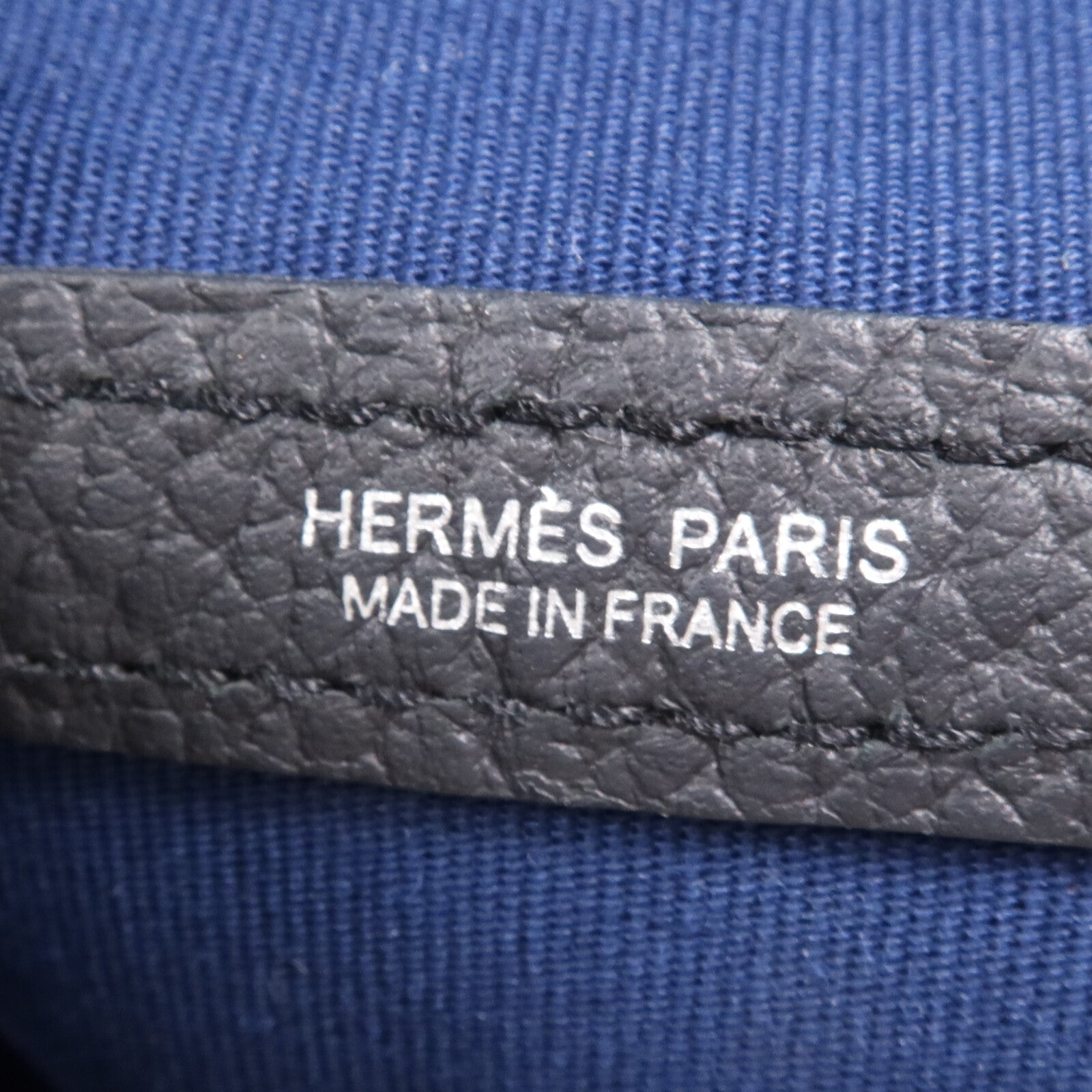 HERMES 帆布/皮革Garden Party PM銀扣手挽袋Leder Blue