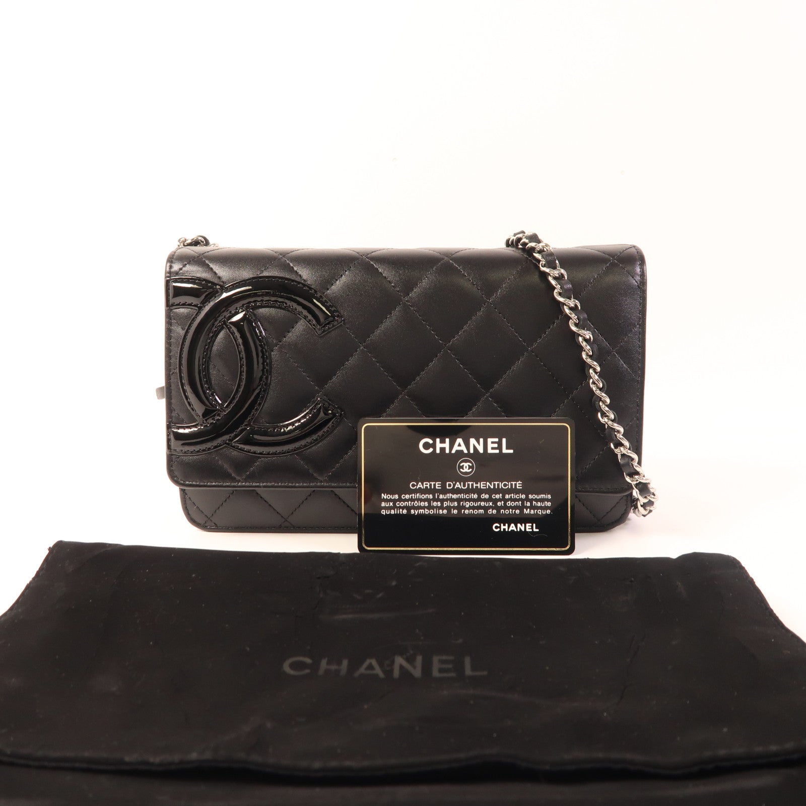 CHANEL 牛皮皮革WOC Wallet On Chain銀扣鏈帶肩背袋