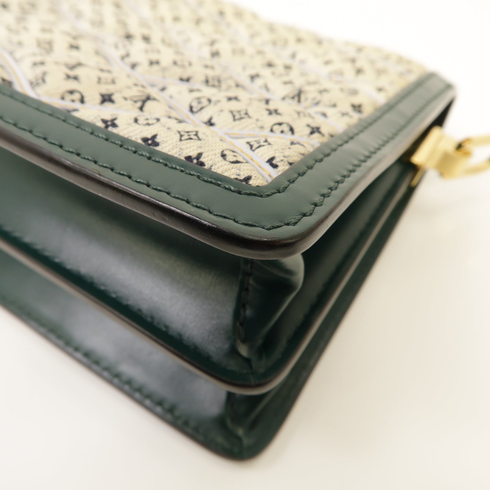 LOUIS VUITTON 【激減優惠】帆布Mini Dauphine金扣肩背袋綠色/白色