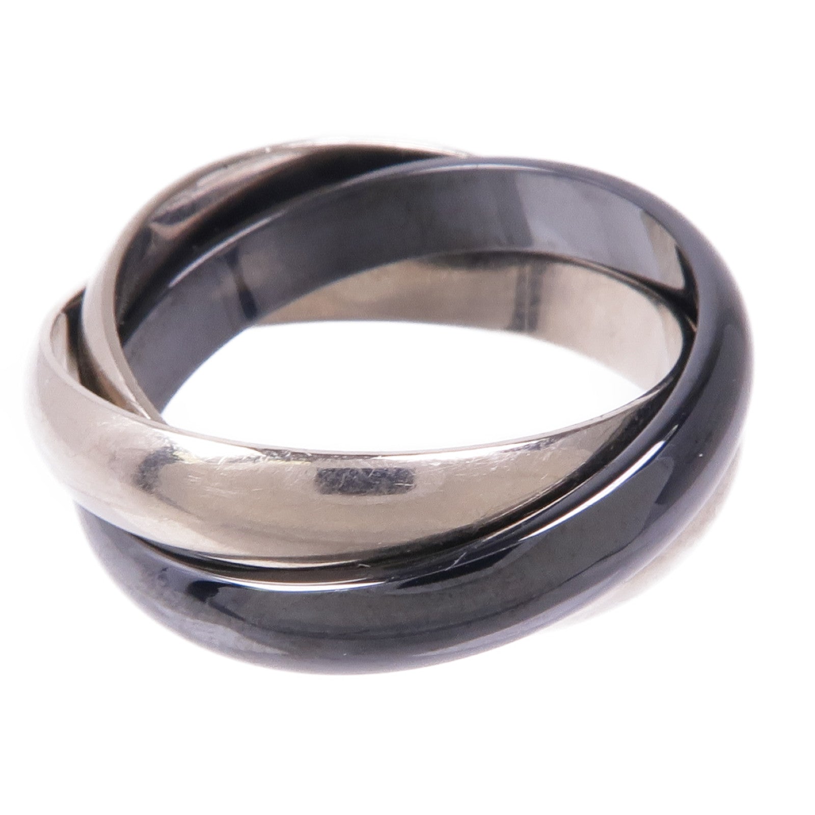 CARTIER 18K白金Trinity Ring陶瓷戒指US#6.25/Cartier#52