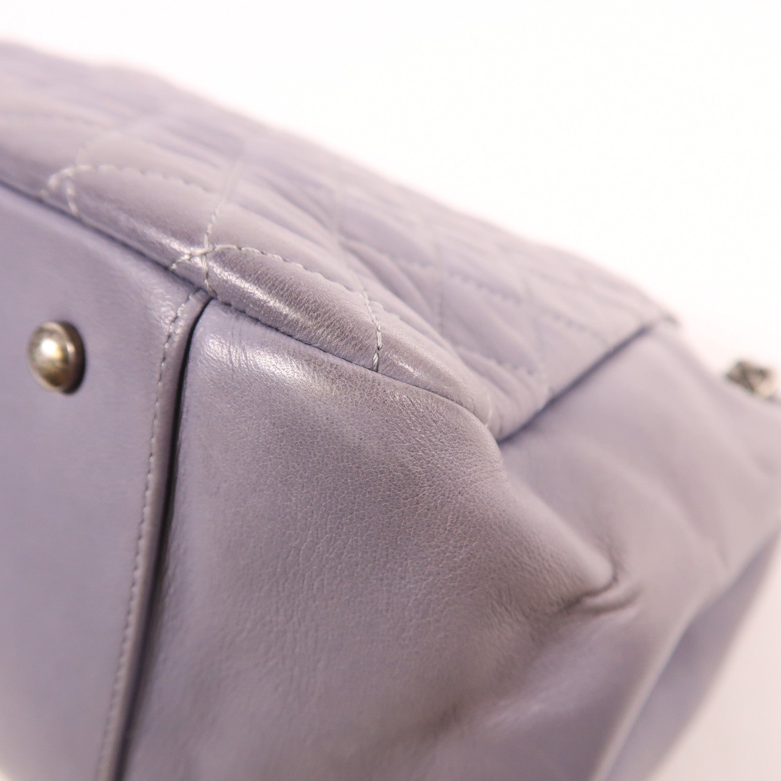 CHANEL CC Boy Accordion Flap Chain Shoulder Bag Lambskin Leather Purple