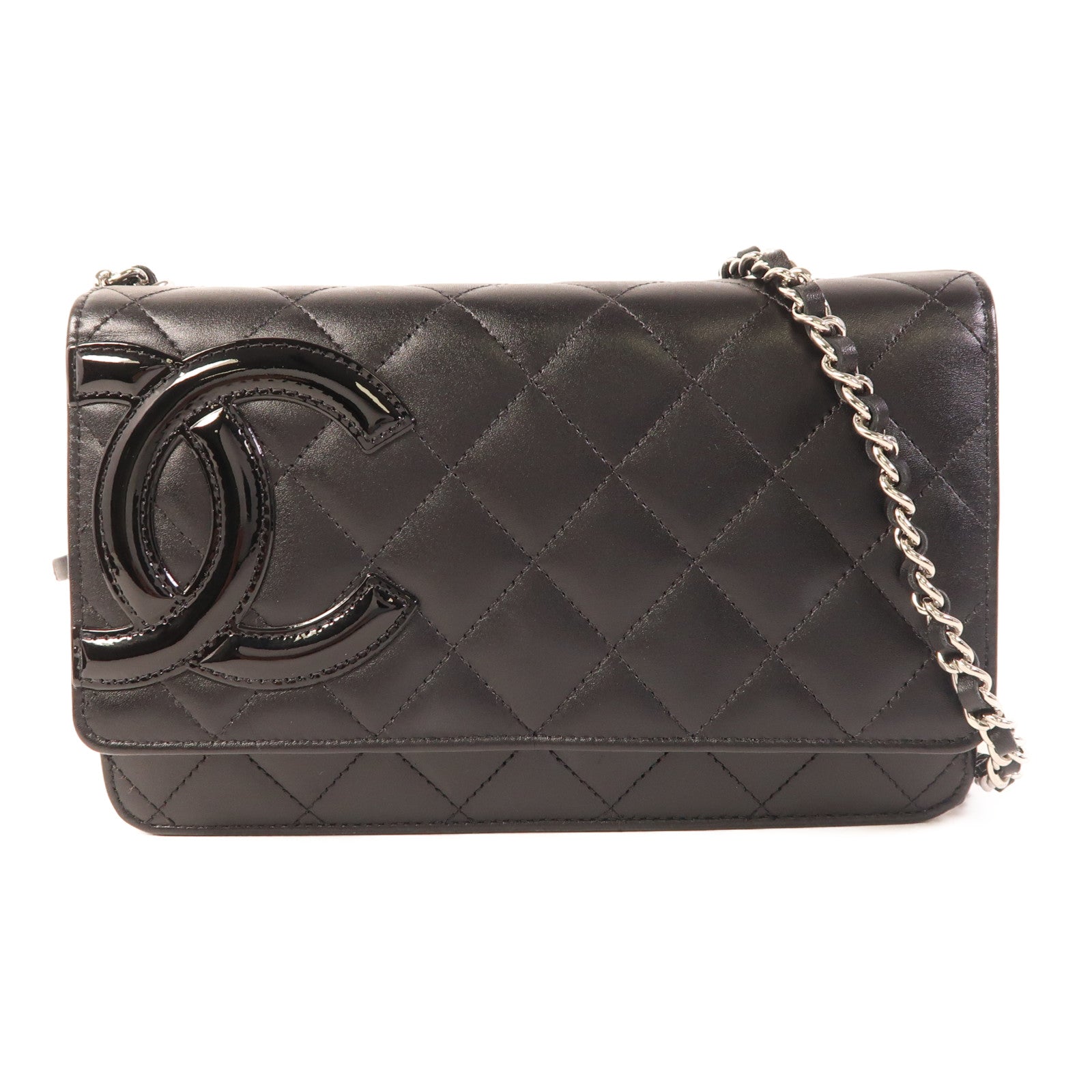 CHANEL 牛皮皮革WOC Wallet On Chain銀扣鏈帶肩背袋